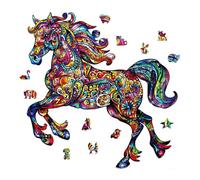 GLOBLELAND 200 pz di Puzzle In Legno A Forma di Cavallo per Adulti 28.8x27.7cm Puzzles di Legno per Adulti Dalla Unica Colorati di Animale per Regali di Compleanno di Natale Giochi per Famiglie