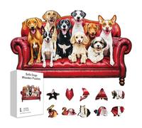 GLOBLELAND 200 pz di Puzzle In Legno A Forma di Divano con Cani per Adulti Divertimento per Imparare A Giocare 15.2x9.4 pollici Puzzles di Legno Colorati di Labrador Retriever Regali di Compleanno