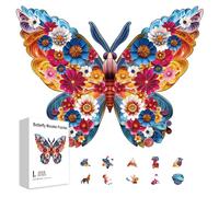 GLOBLELAND 200 pz puzzle artistici in legno a forma di fiore e farfalla per bambini piccoli che imparano puzzle colorati a forma unica regali di compleanno per l'apprendimento prescolare
