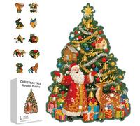 GLOBLELAND 200 pz puzzle In Legno A Forma di Albero di Natale per Adulti 16.5x11.7 pollici Babbo Natale Puzzles Colorati e Unici A Forma di Animale per Regali di Compleanno Anniversario e Festività
