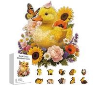 GLOBLELAND 200 pz puzzle In Legno A Forma di Anatra e Fiori per Adulti Da 12.3x11.2 pollici A Forma di Farfalla Colorato e Unico per Regali di Compleanno Anniversario e Festività