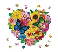 GLOBLELAND 200 pz Puzzle In Legno A Forma di Farfalla per Adulti 33x28.5cm con Fiori In Legno per Adulti Colorati per Regali di Compleanno Natale e Halloween