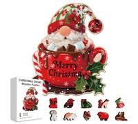 GLOBLELAND 200 pz Puzzle In Legno A Forma di Gnomo Natalizio per Bevande Calde per Adulti 14.2x11.7 pollici Tazza di Buon Natale Nani Colorati Puzzles Unici di Animale per Regali di Compleanno