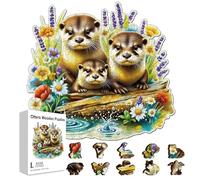 GLOBLELAND 200 pz Puzzle In Legno A Forma di Lontre per Adulti 11.2x10.5 pollici Fiori Colorati Unici A Forma di Animale per Regali di Compleanno Anniversario e Feste