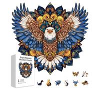 GLOBLELAND 200 pz puzzle in legno con aquila mandala per bambini piccoli che imparano colorato aquila animale puzzles per adulti apprendimento prescolare regali di compleanno