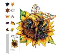 GLOBLELAND 200 pz puzzle in legno con girasole e api per imparare per Adulti 11.22x15.16cm insetti colorati api puzzles in legno per festa di compleanno e anniversario per l'apprendimento