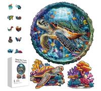 GLOBLELAND 200 pz puzzle in legno con tartaruga di mare profondo per i più piccoli per imparare il mondo sottomarino Puzzle colorati e unici Regalo di compleanno per Adulti