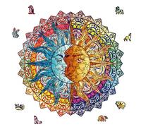 GLOBLELAND 200 pz Puzzle In Legno Sole e Luna per Adulti 11x11 pollici Animali Puzzles di Legno per Adulti Puzzle Colorati Regali per Compleanno