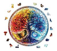 GLOBLELAND 200 pz Puzzle In Legno Yin Yang Tree Of Life per Adulti 22.7x22.7cm Puzzles di Legno per Adulti Dalla Forma Unica Colorati per Regali di Compleanno di Natale Giochi per Famiglie