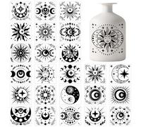 GLOBLELAND 25 fogli Sole Luna Silhouette Mason Jar Decalcomanie Adesivi Foglie Plastica Silhouette Adesivi Murali Adesivo Lanterna Jar Finestra Decalcomanie Vetro Arte Murale Home Decor