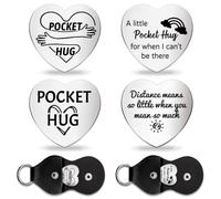 GLOBLELAND 2Pcs Offerta Addio Amore Cuore Tasca Abbraccio Gettone Regali A Lunga Distanza Double Sided Inciso Abbraccio Gettone Monete Ricordo con Portachiavi In Pelle PU per Laurea di Famiglia