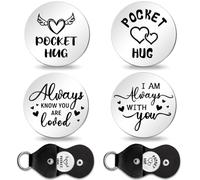 GLOBLELAND 2Pcs Sempre con Te Gettone Abbraccio Tascabile Regali A Lunga Distanza Gettone Abbraccio Inciso su Entrambi I Lati Monete Ricordo con Portachiavi In Pelle PU per Amico di Famiglia Amante