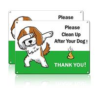 GLOBLELAND 2pz 10x7 Pollici Cartello segnaletico Clean Up After Your Dog Alluminio Antiruggine Segnale Segnali di Avvertimento