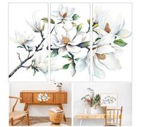 GLOBLELAND 3 fogli di magnolia trasferibili per mobili 11.8x5.9 pollici motivo piante e fiori autoadesivi per camera da letto soggiorno scrivania decorazione da tavolo