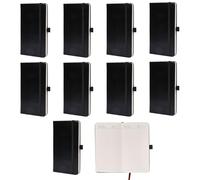 GLOBLELAND 3 Pack Pocket Notebook Journals with Side Elastic Strap A6 Mini Notepad Hardcover Leather Notebook with Page Marker Ribbons Small Notebooks for Writing Work Men Women