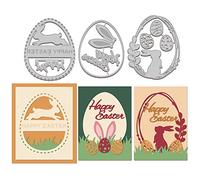 GLOBLELAND 3 Pz Felice Uovo di Pasqua Telaio Fustelle Metallo Pasqua Conigli Die Cut Goffratura Stencil Modello per la Carta Card Making Decorazione Fai da Te Scrapbooking Album Decor