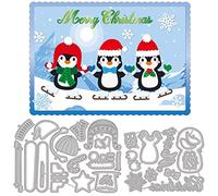 GLOBLELAND 3 Set Inverno Penguins Fustelle per Fare la Decorazione della Carta di Natale Testo Cut Muore Stencil per Scrapbooking Album di Foto