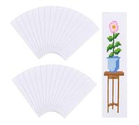 GLOBLELAND 30 segnalibro Bianco A Punto Croce Da 180x60mm /7.1x2.4 pollici con Bordo In Pizzo di Cotone Semplice Kit di Etichette A Punto Croce Vuote per Lavori Fai Da Te e Cucito per Lettori
