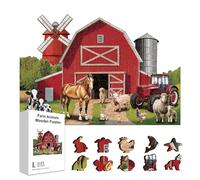 GLOBLELAND 300 puzzle In Legno A Forma di Fienile Rosso per Adulti 1515x1047 pezzi Puzzle di Animali Da Fattoria Puzzle In Legno per Bambini Puzzle Colorato per Compleanno Natale Halloween