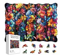 GLOBLELAND 300 pz Puzzle In Legno A Forma di Farfalla con Fiori per Adulti Divertimento Da 1122x1516 pollici per Imparare A Costruire Puzzle In Legno Colorati A Forma di Farfalla Regali di Compleanno