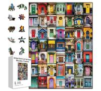 GLOBLELAND 300 pz Puzzle In Legno Unico con Porte e Finestre per Bambini Piccoli Da 1122x1516 pollici Puzzle In Legno Colorato Regali di Compleanno per Le Vacanze per L'Apprendimento Prescolare