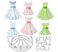 GLOBLELAND 3D Gonna A Pieghe Taglio Muore Abito da Donna Longuette Abito da Cocktail Goffratura Stencil Metallo Fustellatura per Scrapbooking Fai da Te Carta Artigianale Album Decorazione