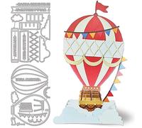 GLOBLELAND 3D per Mongolfiera per La Creazione di Biglietti Palloncino di Fuoco Stencil per Goffratura In Acciaio Al Carbonio Modello per Goffratura Decorativa Scrapbooking
