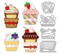 GLOBLELAND 3D Porta Carte Regalo per Cupcake Fustella In Metallo per Dessert Cupcake Fustella In Metallo per Cupcake Dolce per Scrapbooking Fai Da Te Album Fotografico Carta Decorativa In Rilievo
