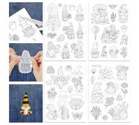 GLOBLELAND 4 fogli 50 pezzi Gnomi Stick e Stitch Stabilizzatore Idrosolubile per Ricamo Adesivo Stabilizzatori per Cucito A Mano Tessuti Non Tessuti Aiuto per Disegno Schizzo 11.7x8.3 pollici