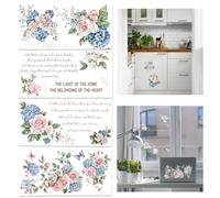 GLOBLELAND 4 fogli di adesivi vintage con fiori per artigianato 11.8x5.9 pollici parole rosa farfalla foglie strofinare adesivo da parete per stanza scrivania decorazione da tavolo
