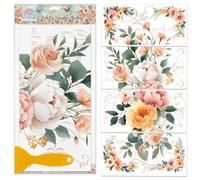 GLOBLELAND 4 fogli di fiori trasferibili 11.8x5.9 pollici angoli di rose da strofinare autoadesivi da parete per camera da letto soggiorno scrivania decorazione da tavolo