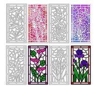 GLOBLELAND 4PCS Dipinto in Vetro Colorato Calla Lily Poppy Iris, Fustelle Trasparenti per Creazione di Carte, Decorazione e Scrapbooking Fai da Te, Fustelle Mentali per Regali