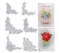 GLOBLELAND 6 Pezzi Pizzo e Fiore Metallo Taglio Muore Taglio Muore Stencil Modello per Album goffratura Carta Artigianato Festival Decor