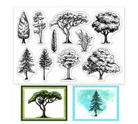 GLOBLELAND Albero della Vita Timbri Trasparenti per Fai da Te Scrapbooking Decor Piante della Foresta Paesaggio Schizzo Foglia Natura Timbri Trasparenti in Silicone per Carte Decor di Album di Foto