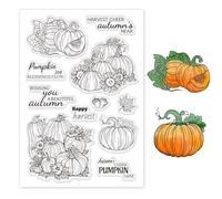 GLOBLELAND Autunno Ringraziamento Happy Harvest Francobolli trasparenti per biglietti che fanno autunno zucca parola timbro trasparente sigilli timbri trasparenti per fai da te scrapbooking album