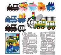 GLOBLELAND Binari Del Treno Fustelle per Fai Da Te Quattro Stagioni Scrapbooking Ferrovia Locomotiva e Scatola di Carico Del Treno Fustelle In Metallo Fiori Piante Stencil per Creazione di Biglietti
