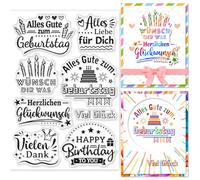 GLOBLELAND Buon Compleanno Proverbi Tedeschi Timbri Trasparenti per Scrapbooking Fai Da Te Frase di Parole Tedesche Timbro Trasparente In Silicone 11x16 cm Timbri Trasparenti Sigilli per La Creazione