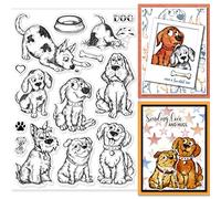 GLOBLELAND Cane Sfondo Timbri Trasparenti per La Creazione di Carte Decorativo Cartone Animato Cane Schnauzer Ciotola per Cani Timbri in Silicone Trasparenti per Forniture per Scrapbooking