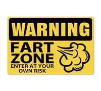 GLOBLELAND Cartello in metallo con scritta in lingua inglese "Warning Fart Zone Enter At Your Own Risk", cartello in metallo vintage, 30,5 x 20,3 cm, divertente decorazione da parete, per casa,