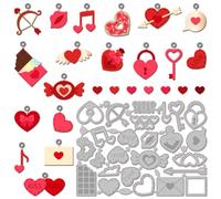 GLOBLELAND Ciondolo di Valentine's Day Taglio Muore Amore Cuore Taglio Muore Cuori di Valentine's Day Tagli Morire con Fori per Fai Da Te Scrapbooking Album di Foto Carta 4.3x6x0.03 pollice