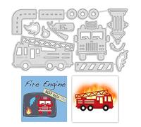 GLOBLELAND Controllo Del Fuoco Fustelle Metallo Taglio Muore Camion Dei Pompieri Ed Estintore Taglio Muore Stencil Modello Fustelle In Metallo per Stencil per Carta Scrapbooking Decor
