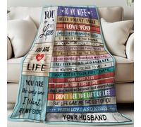 GLOBLELAND Coperta Romantica per Anniversario di Matrimonio Regalo per Moglie 59×51 pollici Tu Sei Il Mio Amore Morbida e Accogliente Coperta In Flanella Lavabile Soffice per Casa Ufficio Divano