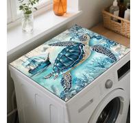 GLOBLELAND Copertura Antipolvere per Lavatrice e Asciugatrice Ocean Turtle 23.6x19.7 pollici Protezione Superiore per Lavatrice Summer Sea Antiscivolo per Lavanderia Soggiorno Scrivania