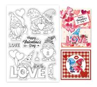 GLOBLELAND Francobolli trasparenti con gnomo di San Valentino, in silicone trasparente, per fai da te, scrapbooking e biglietti, album fotografici, diari, 16 x 11 cm