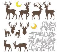 GLOBLELAND Fustelle a forma di cervo per fai da te, scrapbooking, in metallo, a forma di luna, animali, per realizzare biglietti, goffratura, album fotografici, decorazioni artigianali