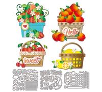 GLOBLELAND Fustelle a forma di cesto di fragole per fai da te scrapbooking fustelle in metallo frutta limone ciliegia fustellatura per la creazione di biglietti goffratura album fotografici