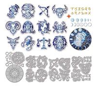 GLOBLELAND Fustelle a forma di dodici costellazioni, per fai da te, scrapbooking, in metallo, fasi lunari, stelle, per realizzare biglietti, goffratura, album fotografici, decorazioni artigianali