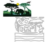 GLOBLELAND Fustelle Animale Selvaggio Metallo Taglio Muore Elefante Giraffa Albero e Uccello Taglio Muore Stencil Modello Fustelle In Metallo per Stencil In Metallo per Carta Scrapbooking Decor