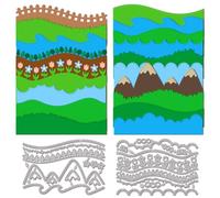 GLOBLELAND Fustelle con Bordo In Pizzo per La Creazione di Biglietti Fustelle In Metallo con Nuvole Erba Alberi Fiori Onde Modelli per Scrapbooking Diario Goffratura Decorazioni Artigianali In Carta
