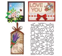 GLOBLELAND Fustelle da taglio in metallo per lettere e numeri vuoti, per scrapbooking, 26 lettere e 10 numeri, per fustellatura, cucite per la fabbricazione di carte goffratura